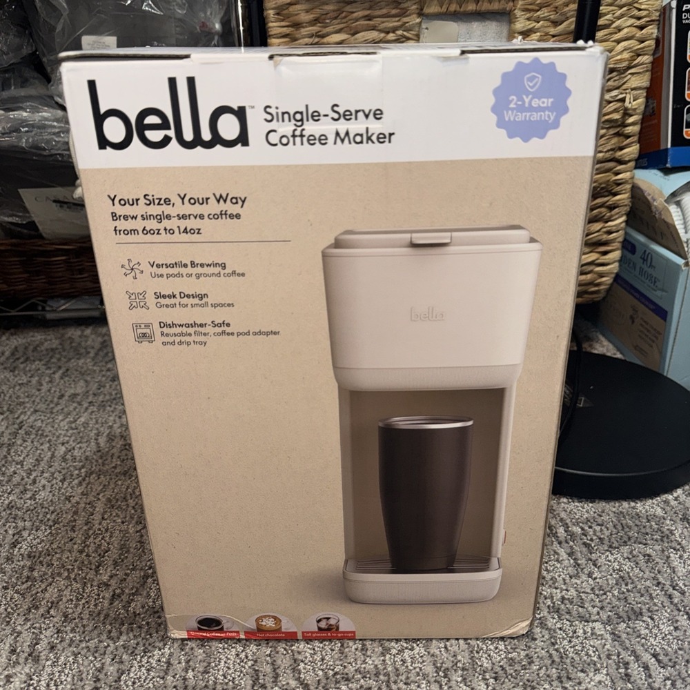 Bella Single Serve Coffee Maker (Size Your Way Size 6oz-14oz) Oatmilk Color- NEW - Picture 7 of 14